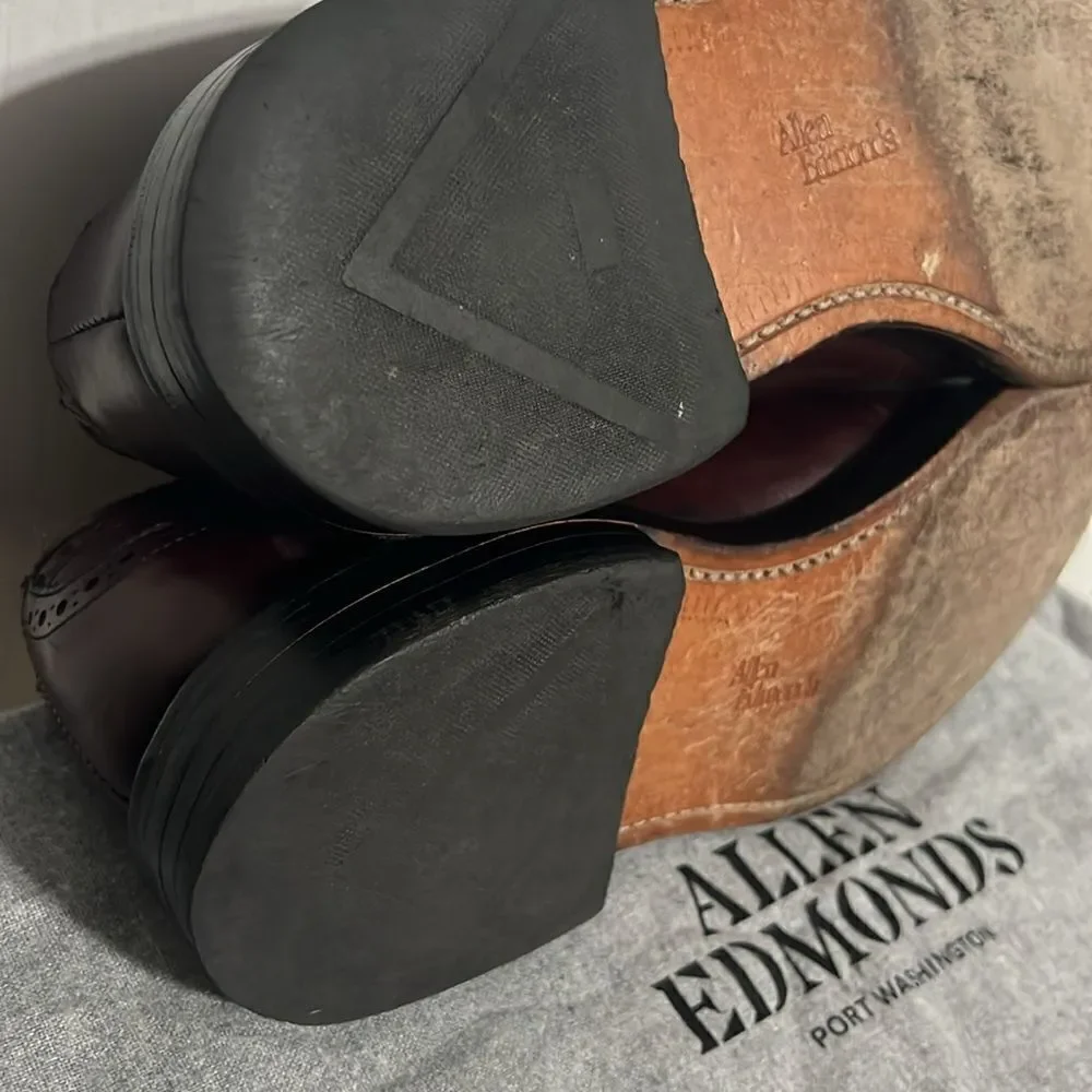 🔥🔥 ALLEN EDMONDS Lexington Burgundy Ox Blood Cap-Toe Oxford Shoes Sz 9.5C -EUC